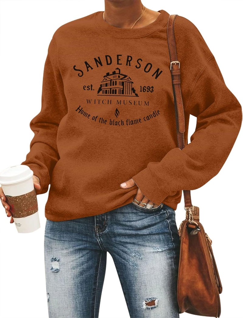 FASHGL Sanderson Witch Museum Sweatshirt Womens Halloween Pullover Shirt Casual Lightweight Long Sleeve Shirt - Image 1